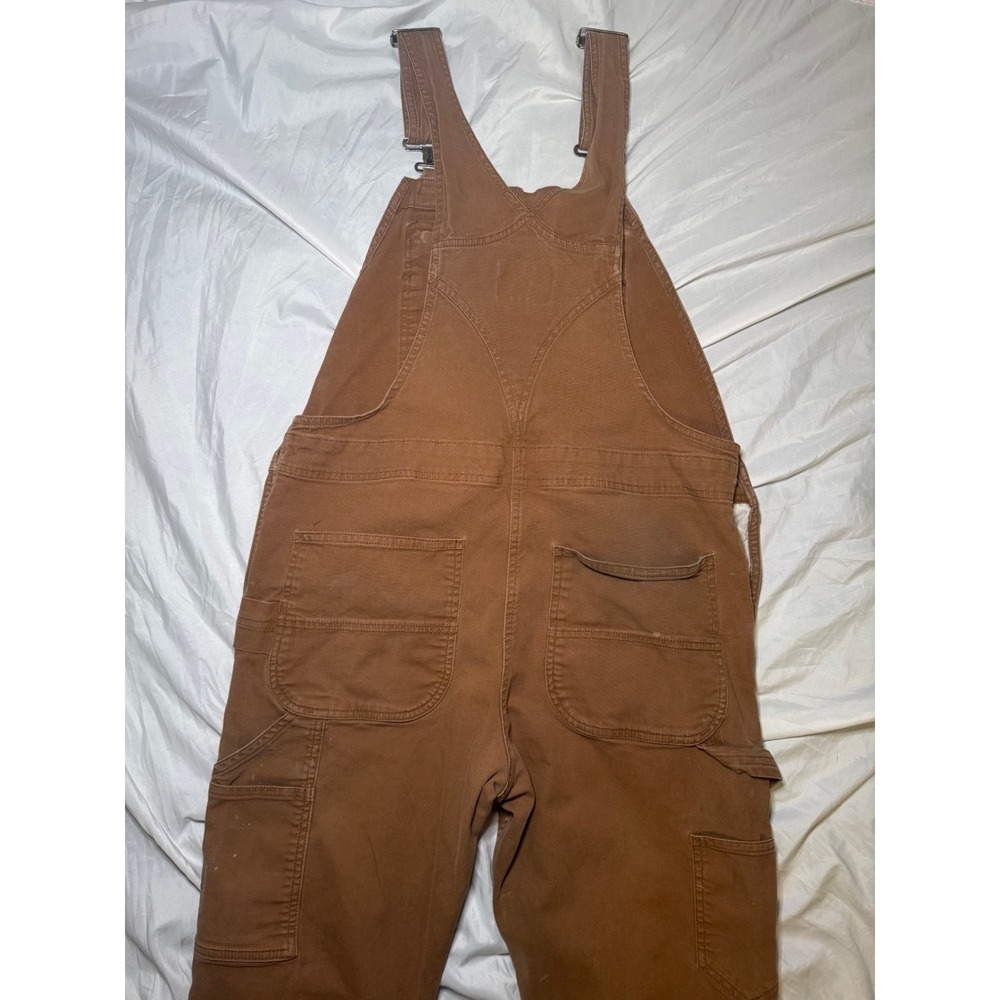 Carhartt Duck Bib Overalls Mens Medium Brown Distressed Workwear Streetwear - Picture 7 of 8